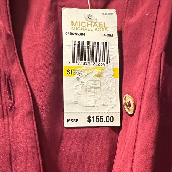 NWT Michael kors Women's Burgundy Button-Front Shirt Dress with Tie Waist - Picture 2 of 5